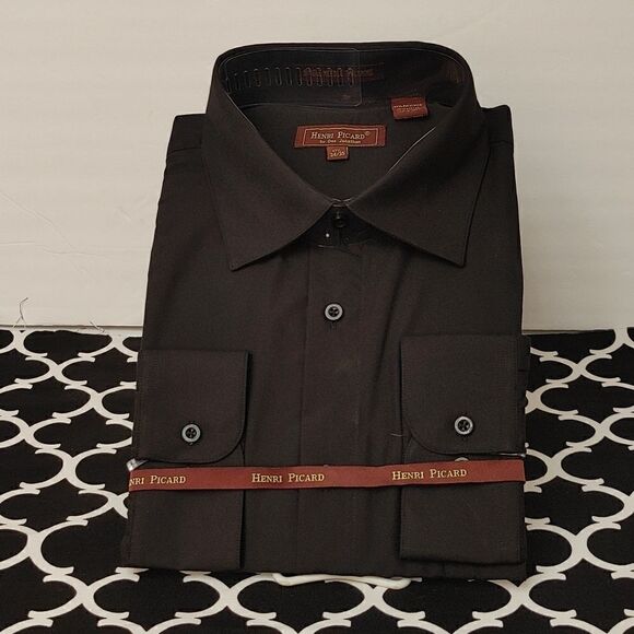 HENRI PICARD BY DON JONATHAN BLACK DRESS SHIRT. - Picture 1 of 3